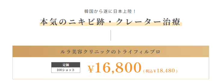 ルラ　トライフィルプロ　料金画像
